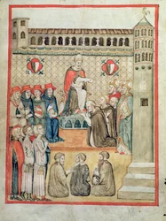 Ms 975 f.1v Asamblea eclesiástica